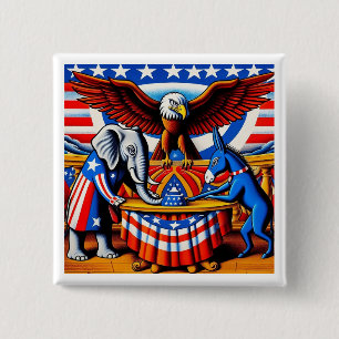 Politieke partijen vierkante button 5,1 cm