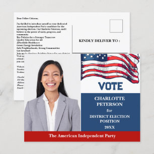 Politieke verkiezingscampagne Kandidaat Introducti Briefkaart
