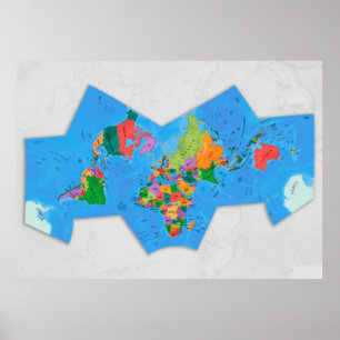 Politieke wereldkaart Cahill-Concialdi-projectie Poster