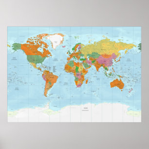 Politieke wereldkaart Italiaans Poster