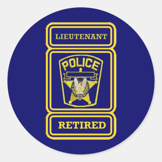 Politieluitenant in ruste badge ronde sticker (Voorkant)
