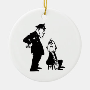 Politieman en dief keramisch ornament