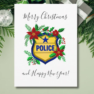 Politiemerrie Kerstmis & Gelukkig Nieuwjaar Schild Feestdagenkaart
