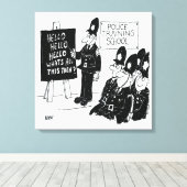 Politieopleiding. Grappig Cartoon Illustratie Canvas Afdruk (Insitu (Houten vloer))