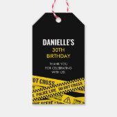 Politiepartij met gele misdaadscène banden cadeaulabel (Voorkant)