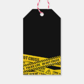 Politiepartij met gele misdaadscène banden cadeaulabel (Achterkant)