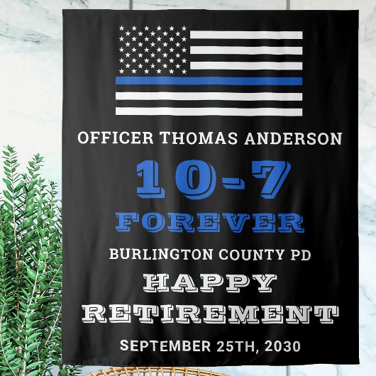 Politiepartij Thin Blue Line Happy Retirement Wandkleed