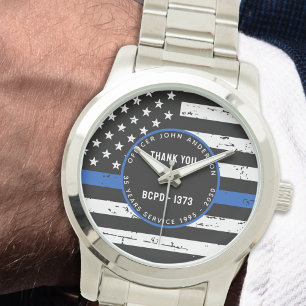 Politiepensioen Thin Blue Line Law Enforcement Horloge