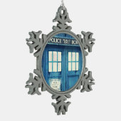 politietelefoon Openbare telefooncel Tin Sneeuwvlok Ornament (Links)