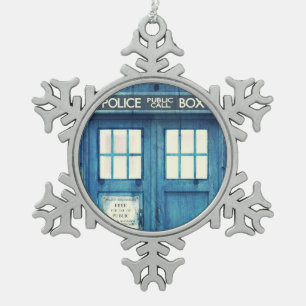  politietelefoon Openbare telefooncel Tin Sneeuwvlok Ornament