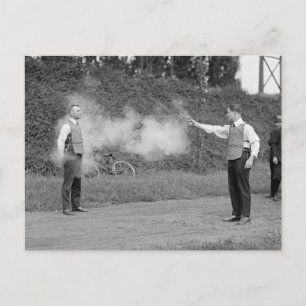 Politietest kogelvrij vest, 1923 briefkaart