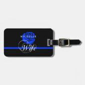 Politievrouw Thin Blue Line Roos Aangepaste naam Bagagelabel (Voorkant horizontaal)
