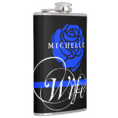 Politievrouw Thin Blue Line Roos Aangepaste naam Heupfles (Rechts)