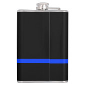 Politievrouw Thin Blue Line Roos Aangepaste naam Heupfles (Achterkant)