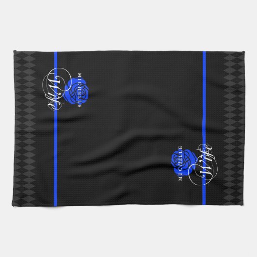 Politievrouw Thin Blue Line Roos Aangepaste naam Theedoek