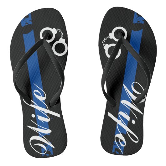 Politievrouw Thin Blue Line Teenslippers (Voetbed)