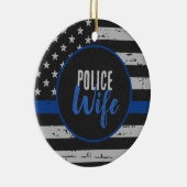 Politievrouw - Wetshandhaving - Thin Blue Line Keramisch Ornament (Rechts)
