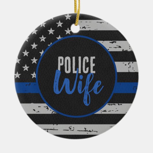 Politievrouw - Wetshandhaving - Thin Blue Line Keramisch Ornament (Voorkant)