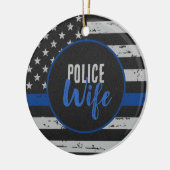 Politievrouw - Wetshandhaving - Thin Blue Line Keramisch Ornament (Links)
