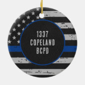 Politievrouw - Wetshandhaving - Thin Blue Line Keramisch Ornament (Achterkant)