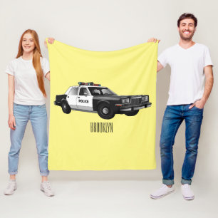 Politiewagen cartoon illustratie fleece deken