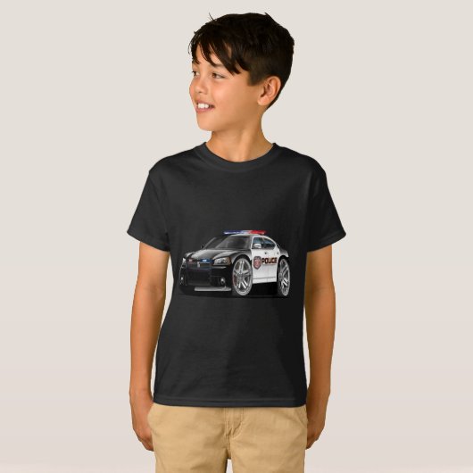 Politiewagen Dodge-lader T-shirt (Voorkant volledig)