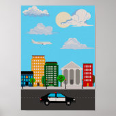 Politiewagen Kinderkamer Poster Voertuig Babykamer (Voorkant)