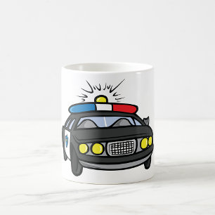 Politiewagen met knipperende sirenes koffiemok