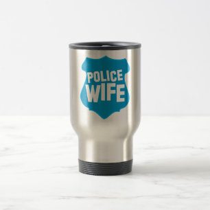 PolitieWIFE met een politiebadge-schild Reisbeker