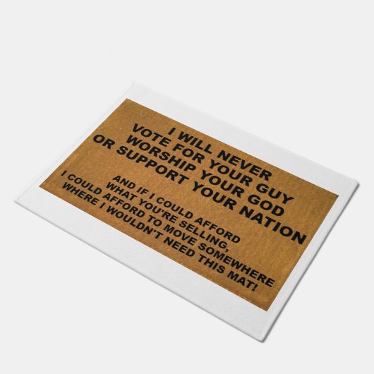 Politique, religion et tapis de porte répulsif (Incliné)