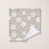 Polka beige point rétro avec étoiles et fleurs (Gant de toilette)