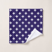 Polka blanche croise sur bleu marine (Gant de toilette)