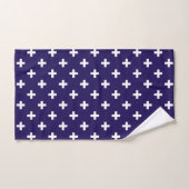 Polka blanche croise sur bleu marine (Serviette à main)