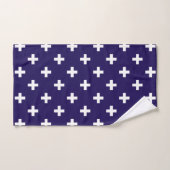 Polka blanche croise sur bleu marine (Serviette à main)