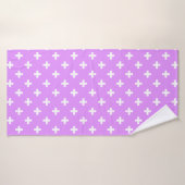 Polka blanche croise sur lilas (Serviette de bain)