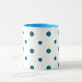Polka bleu foncé sur mesure sur Mug de café blanc (Centre)