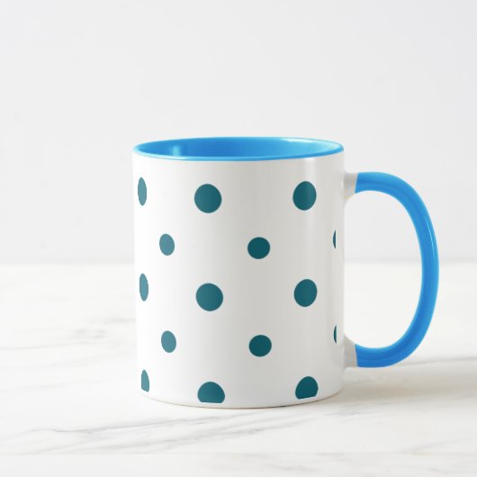 Polka bleu foncé sur mesure sur Mug de café blanc (Droite)