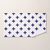 Polka bleu marine croise sur blanc (Serviette à main)