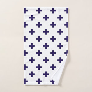 Polka bleu marine croise sur blanc