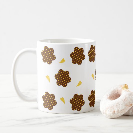 Polka Brown jaune point Mug (Avec donut)