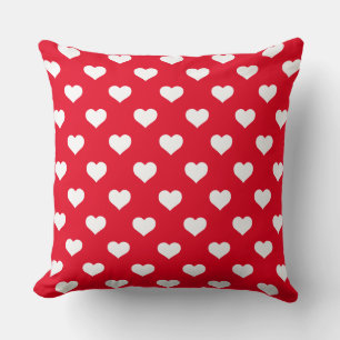 Polka Coeurs Oreiller à lancer rouge