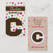 Polka Colour Snoep Stippen Monogram Alphabet Fun C Visitekaartje (Voorkant / Achterkant)