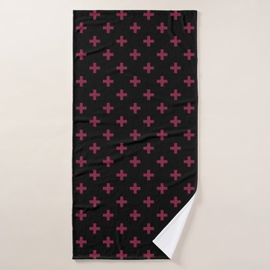Polka de mûre croise sur le noir (Serviette de bain)