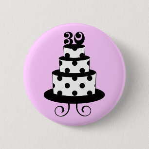 Polka Dot 30th Birthday Cake Ronde Button 5,7 Cm