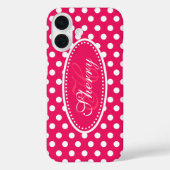 Polka dot aangepast rood roze wit Case-Mate iPhone case (Achterkant)