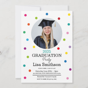 Polka Dot Afstuderen Confetti kleurrijke partij Kaart