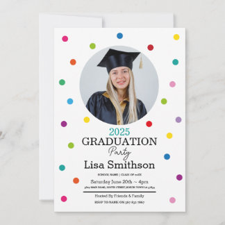 Polka Dot Afstuderen Confetti kleurrijke partij Kaart