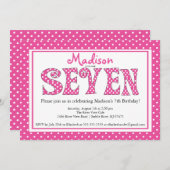 Polka Dot Alphabet 7e anniversaire Invitation à la (Devant / Derrière)