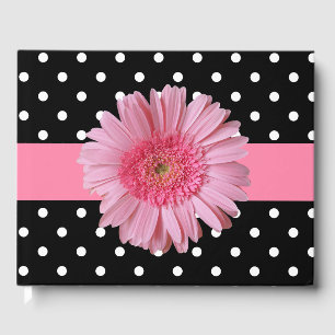Polka Dot and Pink Gerber Daisy Wedding Guest Book Gastenboek