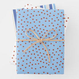 Polka Dot and Stripe Gift Wrap Red Blue Holiday  Inpakpapier Vel